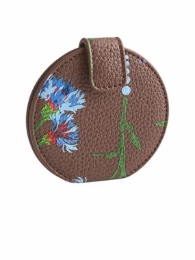 Vera Bradley Essential Pocket Mirror in Faux Leather Bachelor Button Dot NWT